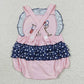 SR0331 Baby Boy Embroidery July 4th Dog Summer Blue Stars Romper