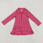 Baby Girl Long Sleeves Zipper Knee Length Yoga Active Pink Dress RTS