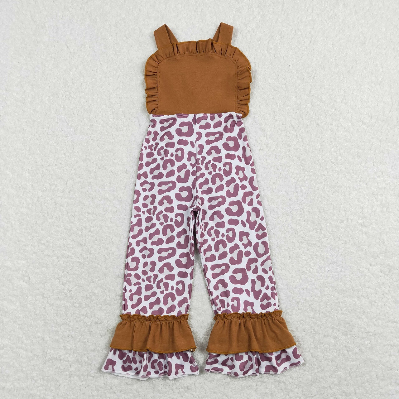 SR0965 Baby Girl Sleeveless Leopard Pants Jumpsuit