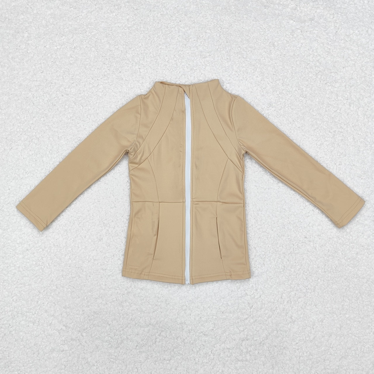 Baby Girl Khaki Pocket Yoga Sports Zipper Jacket Tops