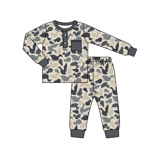 Baby Boy Camo Ducks Hunting Tops Pants Pajamas Set