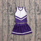 ( No moq ) Preorder Baby Girls Kids Sleeveless Tops Purple Skirt Shorts Set Yoga Team Clothes