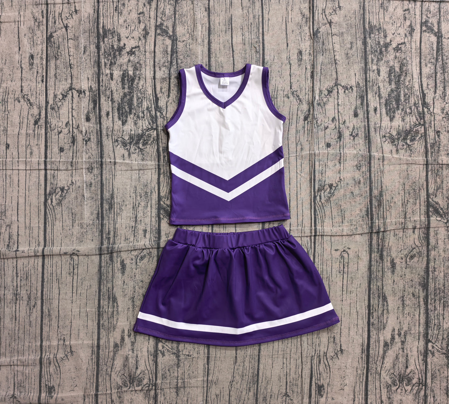 ( No moq ) Preorder Baby Girls Kids Sleeveless Tops Purple Skirt Shorts Set Yoga Team Clothes