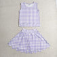 Baby Girls Kids Purple Plaid Shirt Scallop Skirt Shorts Yoga Active Set Clothes RTS