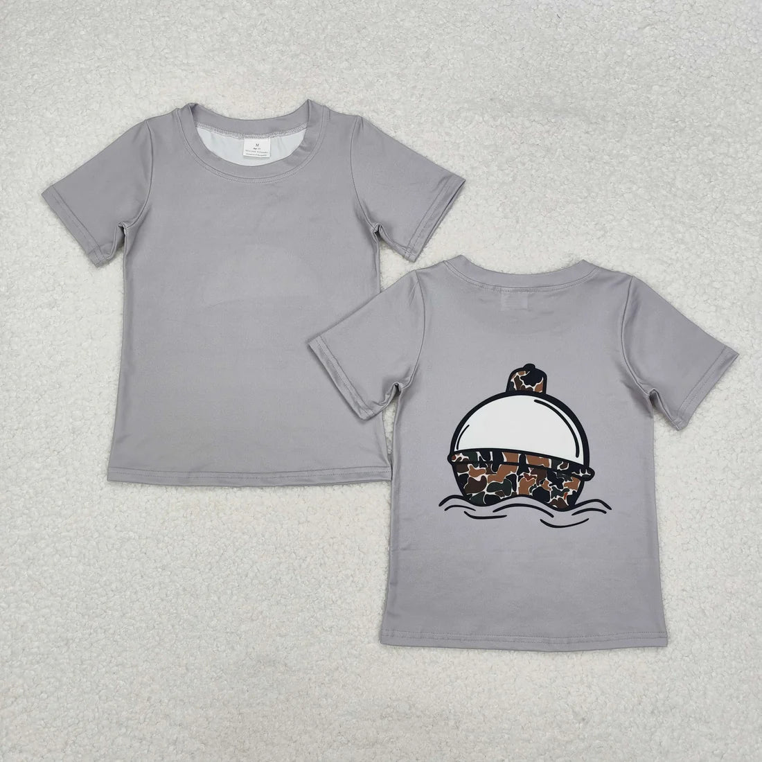Baby Boys Short Sleeves Grey Shirt Brown Green Camo Pockets Shorts Fishing Clothes Set RTS