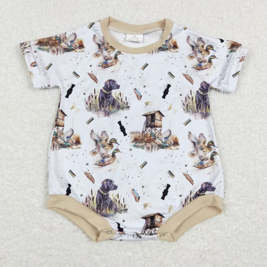 SR0608 Baby Boy Short Sleeves Duck Dog Hunting Romper