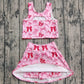 Baby Girl Sleeveless Pink Bows Tops Skorts Yoga Active Set RTS