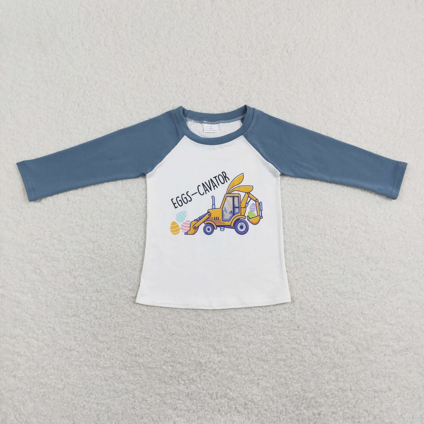 BT0499 Easter Baby Boy Long Sleeves Eggs Truck Shirt Tops