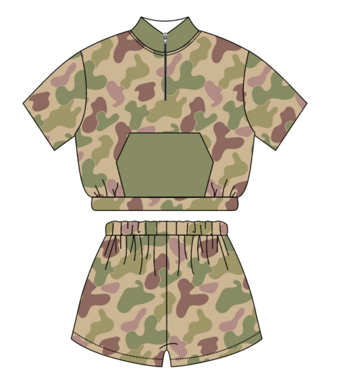 Baby Kids Toddler Sibling Camo Shirt Romper Set Moq 5