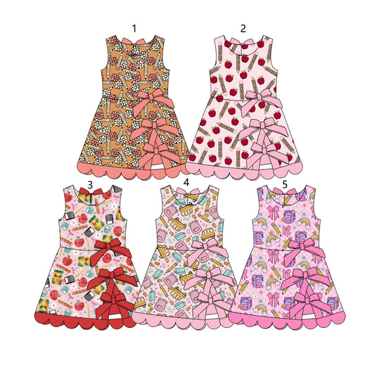 ( Moq 30 Each Style ) Sibling Baby Girls Kids Pencil Bows Back to School Dresses