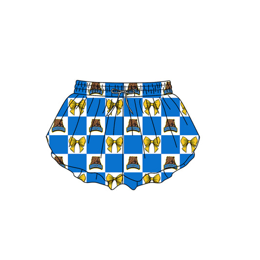 ( Moq 5 ) Baby Girls Adult Women Bear Bows Checked Team Shorts Sibling Mom and Me Yoga Clothes