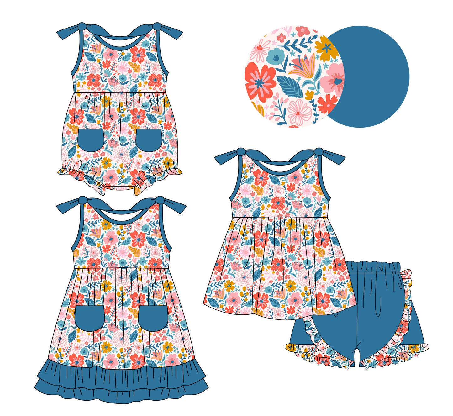 Baby Girl Flower Sibling Romper Dress Set ( Moq 5 Each Style ) 1.7