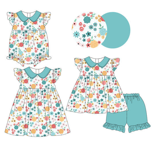 Baby Girl Short Sleeves Flower Sibling Romper Dress Set ( Moq 5 Each Style ) 1.13