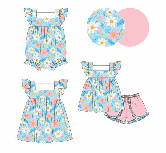 Baby Girl Kids Short Sleeves Flower Sibling Romper Dress Set ( Moq 5 Each Style ) 4.3