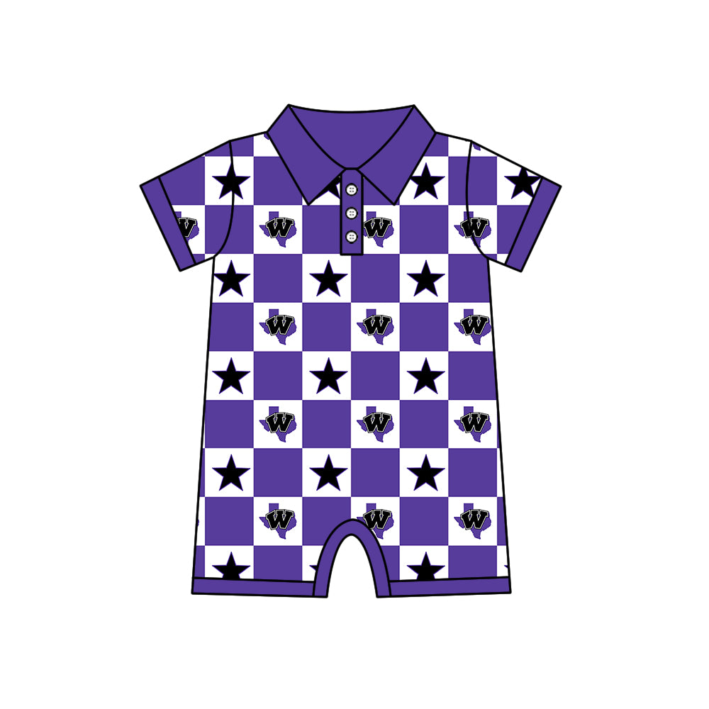 ( Moq 5 Each Style ) Baby Boys Girls Toddler Bows Team Sibling Shorts Dress Shirt Purple Set Clothes