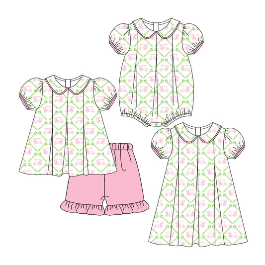 Baby Girl Golf Short Sleeves Cart Sibling Romper Dress Set ( Moq 5 Each Style ) 3.6