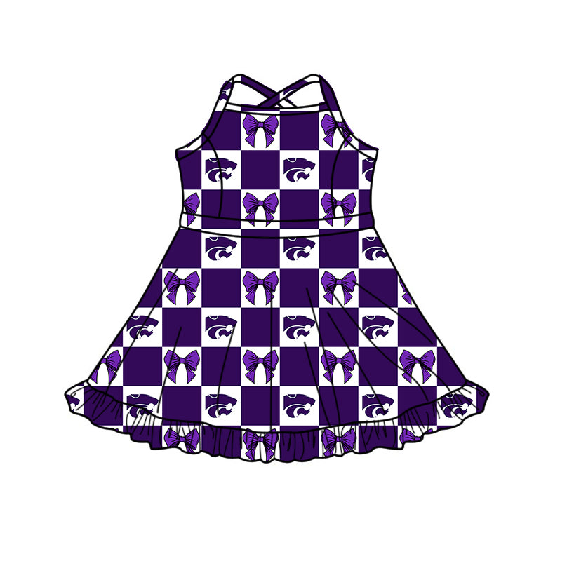 ( Moq 5 Each Style ) Baby Boys Girls Toddler Bows Purple Plaid Team Sibling Shorts Dress Sets Clothes