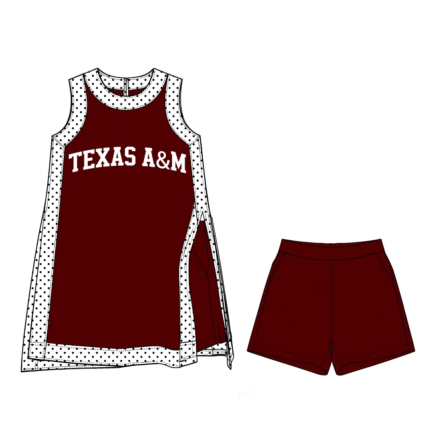 ( Moq 5 ) Baby Girls Kids Sleeveless Team Tops Shorts Team Set Clothes