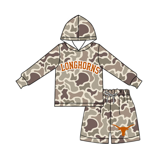 ( Moq 5 ) Baby Girls Kids Long Sleeves Hoodie Shirt Camo Shorts Team Set Clothes