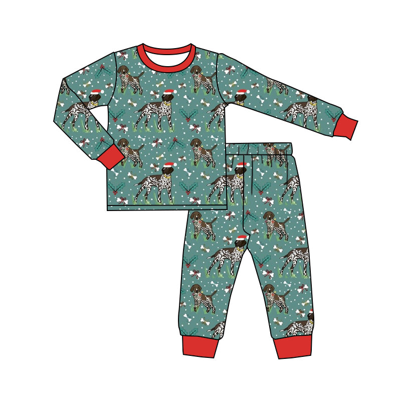 Baby Boy Long Sleeves Christmas Dogs Shirt Pants Set Pajamas