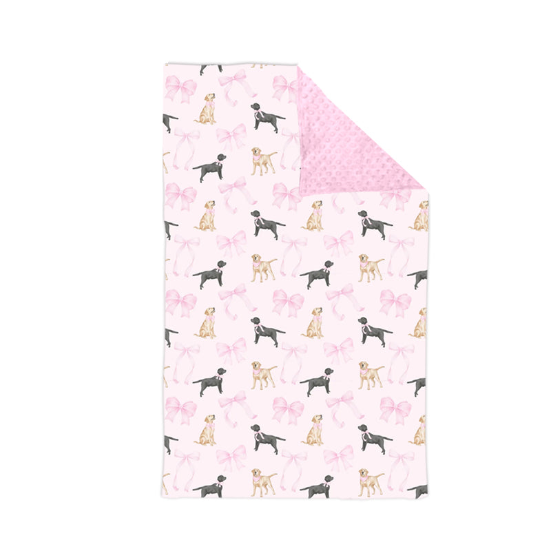 Baby Girl Infant Dogs Pink Bows Blanket