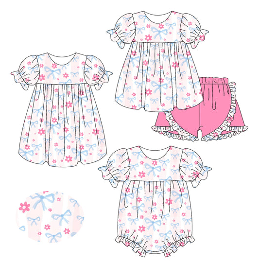 Baby Girl Bows Flower Sibling Romper Dress Set ( Moq 5 Each Style ) 2.15