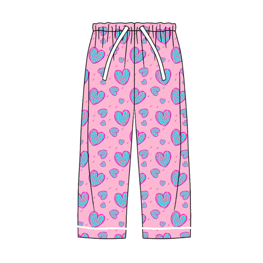 Adult Women Valentine Leopard Hearts Pajamas Pants