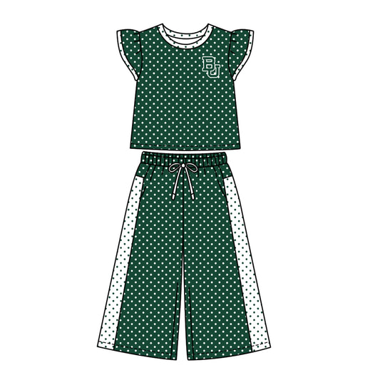 ( Moq 5 ) Baby Girls Kids Short Sleeves Shirt Pants Team Set Clothes