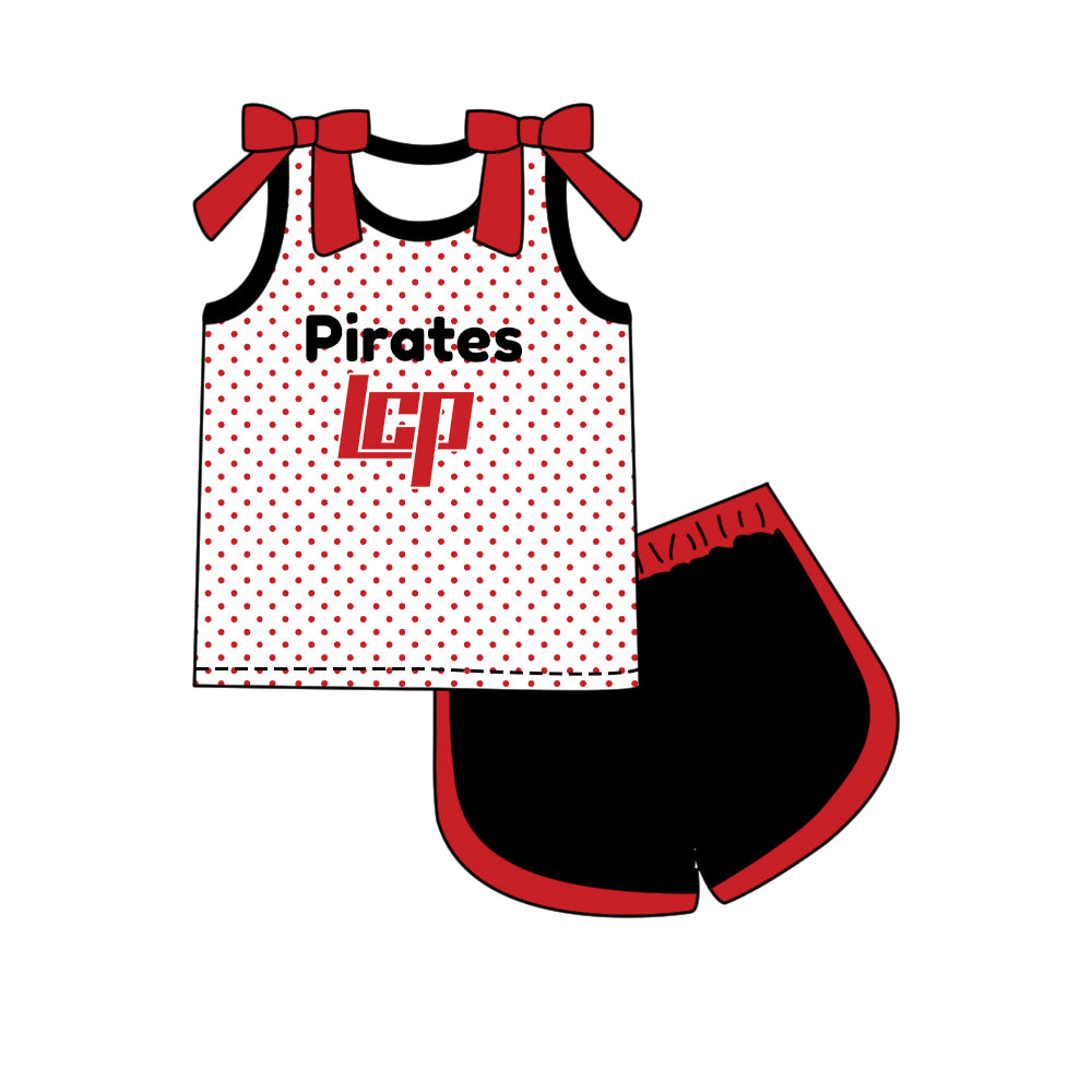 ( Moq 5 Each Style ) Sibling Baby Girls Kids Red Bows Team Shirt Sets Clothes