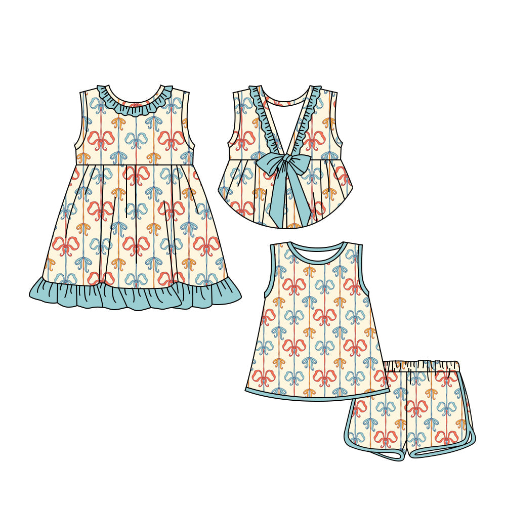 ( Moq 5 Each Style ) Baby Girl Sleeveless Bows Sibling Dress Set 3.24