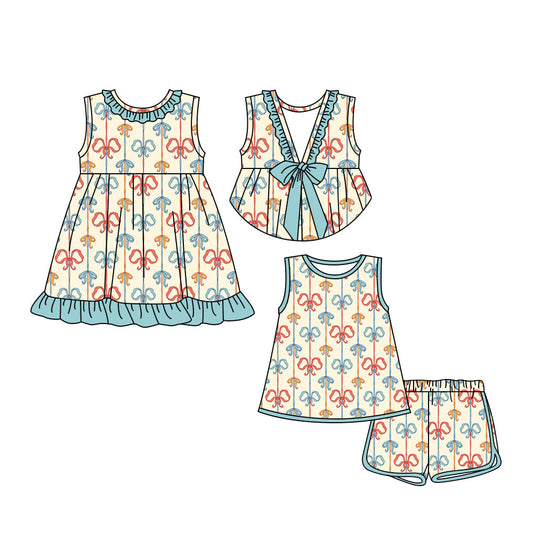 ( Moq 5 Each Style ) Baby Girl Sleeveless Bows Sibling Dress Set 3.24