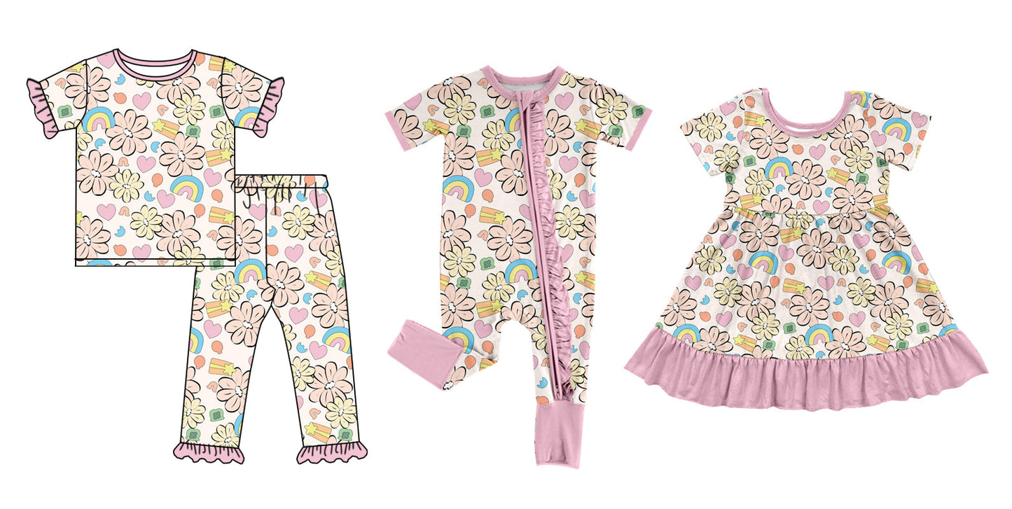 Baby Girl Short Sleeves St Patrick Flower Sibling Dress Romper Set ( Moq 5 Each Design ) 12.9