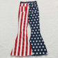 P0119 July 4th Adult Women Stars Striped Denim Jeans Bell Pants