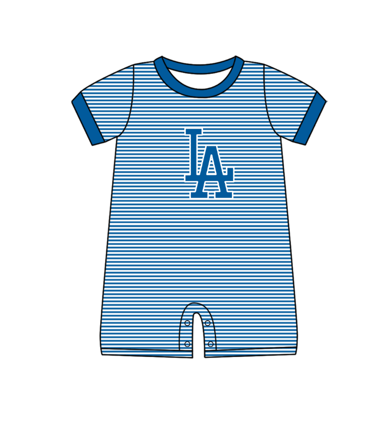 ( Moq 5 Each Style ) Baby Boys Girls Kids Blue Stripes Team Sibling Rompers Sets