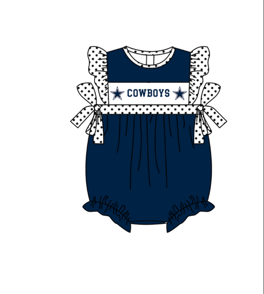 ( Moq 5 ) Baby Girls Kids Short Sleeves Team Bubble Navy Romper