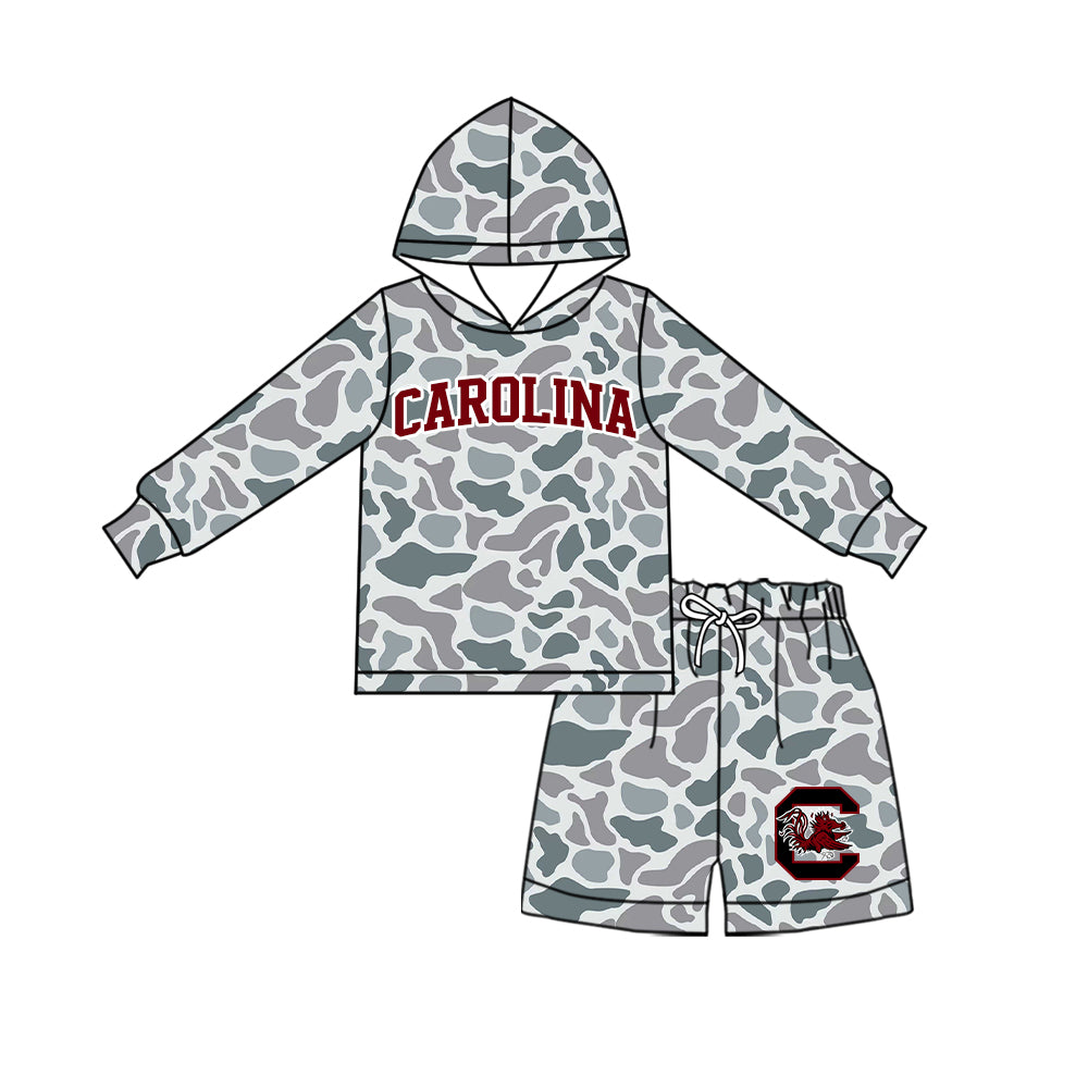 ( Moq 5 ) Baby Girls Kids Long Sleeves Hoodie Shirt Camo Shorts Team Set Clothes