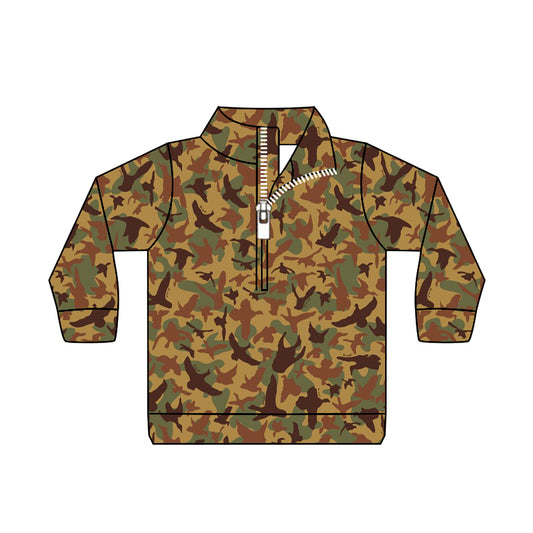 Baby Boy Kids Long Sleeves Ducks Camo Zipper Shirt Tops