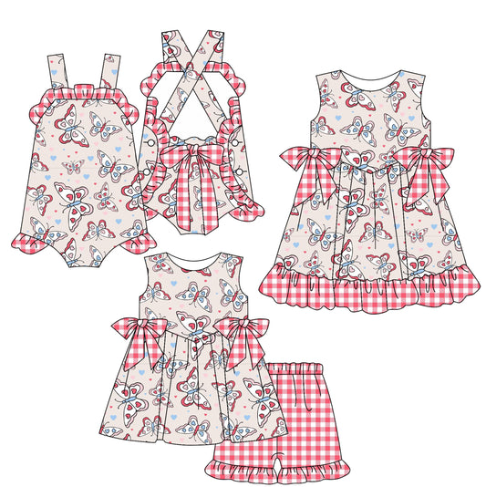 Baby Girl Butterfly Checked Sibling Romper Dress Set ( Moq 5 Each Style ) 3.11