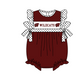 ( Moq 5 Each Style ) Baby Boys Girls Kids Short Sleeves Team Sibling Dark Red Romper Dress Set