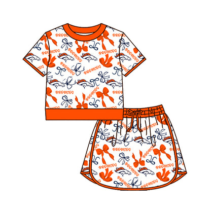 ( Moq 5 Each Style ) Sibling Baby Girls Kids Bows Team Shirt Sets Clothes