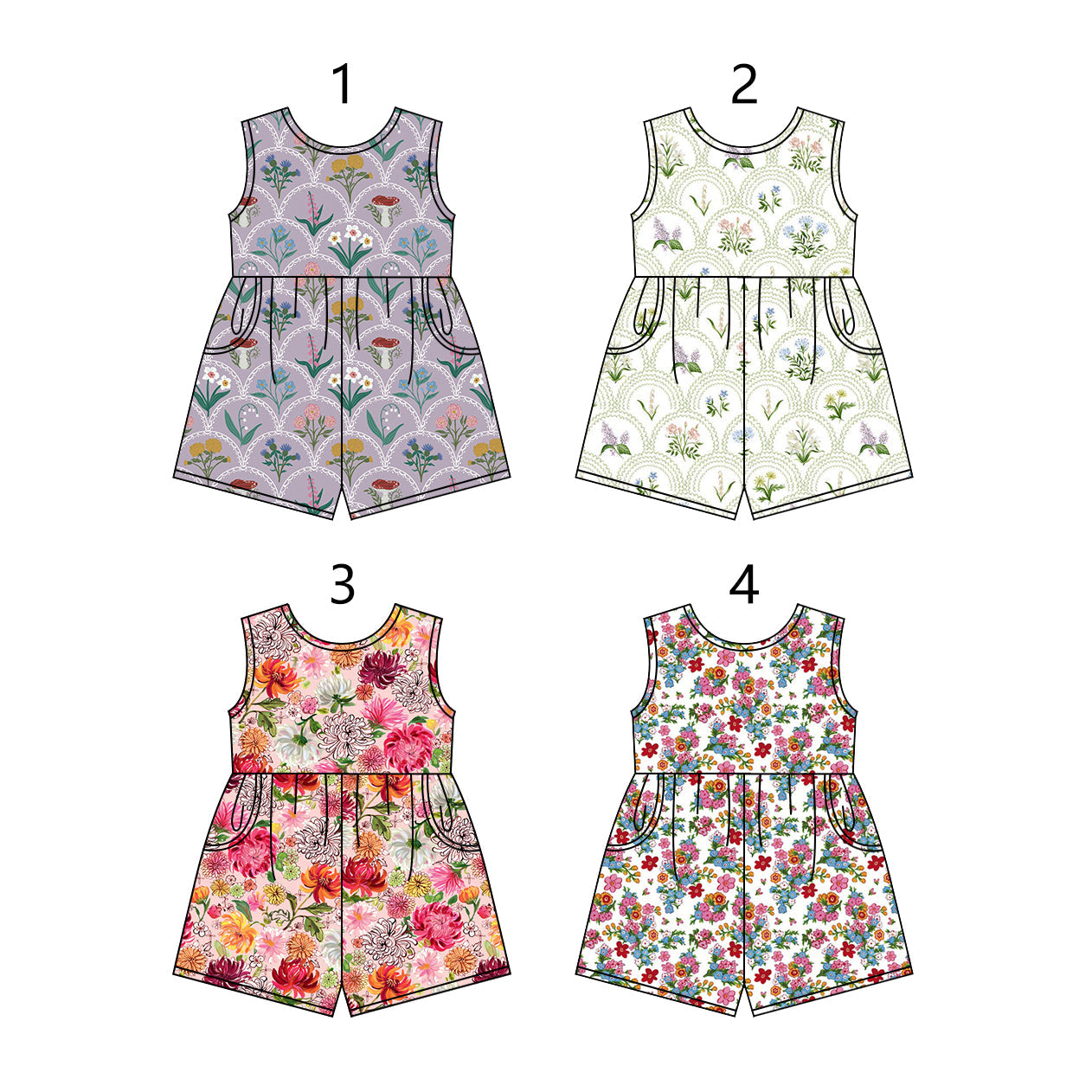 Baby Girl Sleeveless Flower Pockets Sibling Jumpsuit ( Moq 5 Each Style ) 1.17