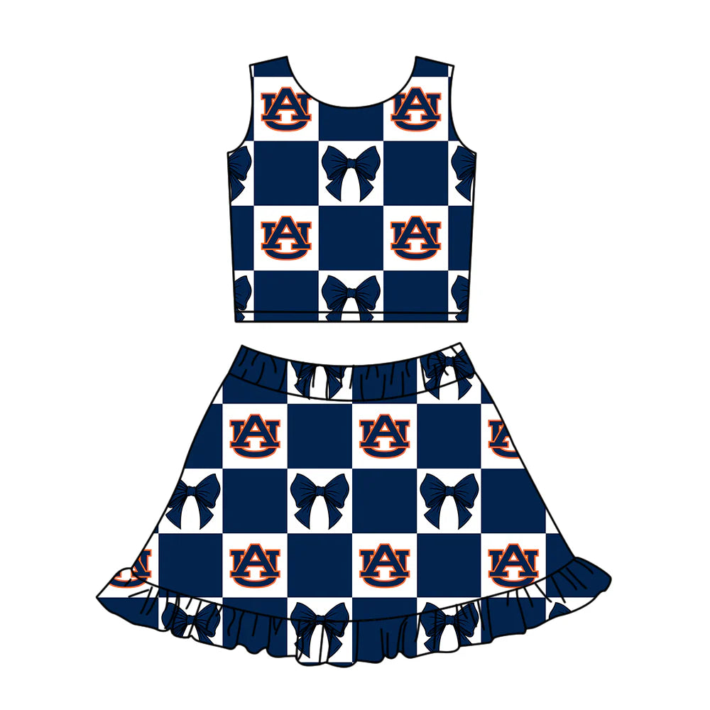 ( Moq 5 Each Style ) Baby Girls Kids Toddler Sleeveless AU Bows Tops Shorts Ruffle Skirt Team Set