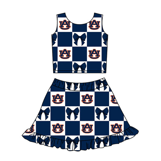 ( Moq 5 Each Style ) Baby Girls Kids Toddler Sleeveless AU Bows Tops Shorts Ruffle Skirt Team Set