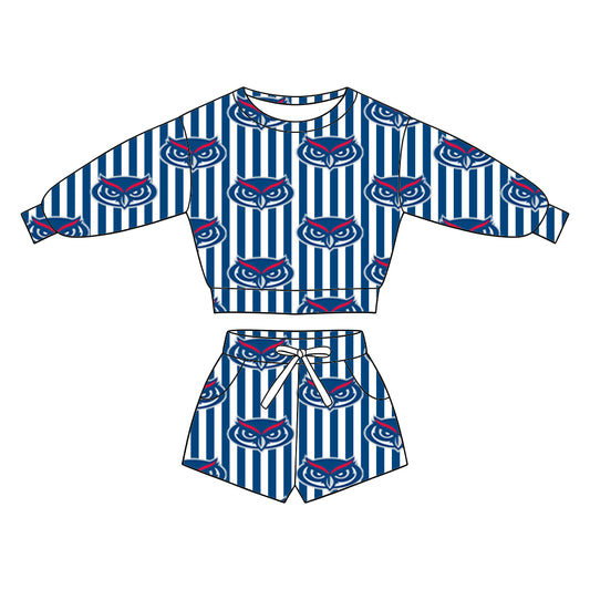 ( Moq 5 ) Baby Girls Kids Long Sleeves Shirt Pockets Shorts Team Set Clothes
