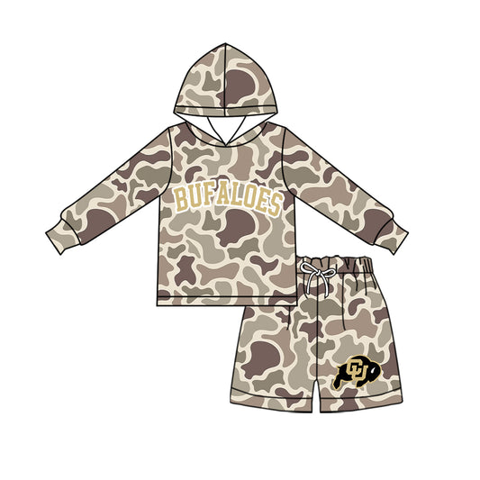 ( Moq 5 ) Baby Girls Kids Long Sleeves Hoodie Shirt Camo Shorts Team Set Clothes