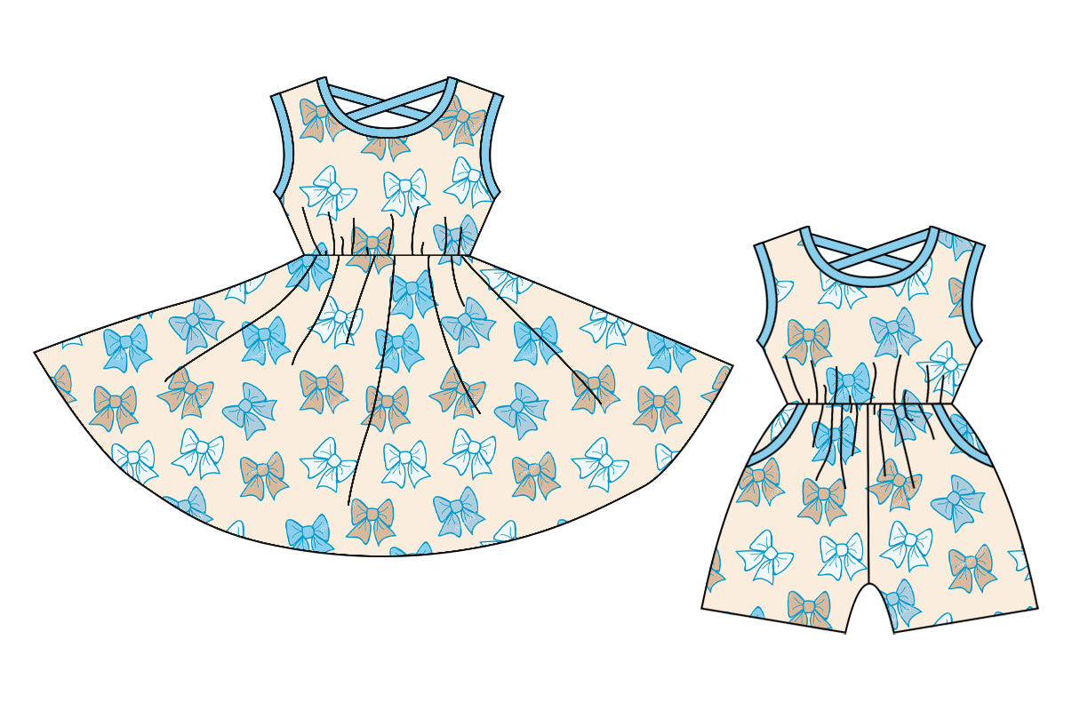 Baby Girl Sleeveless Bows Sibling Dress Jumpsuit ( Moq 5 Each Style ) 12.26