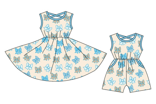 Baby Girl Sleeveless Bows Sibling Dress Jumpsuit ( Moq 5 Each Style ) 12.26