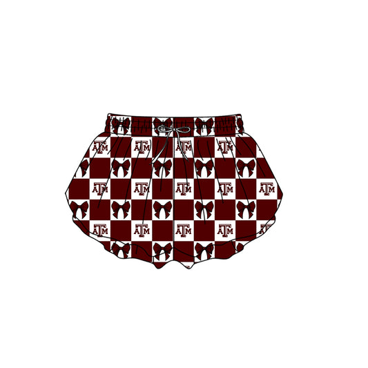 ( Moq 5 Each Style ) Kids Girls Adult Women ATM Bows Plaid Team Shorts Sibling Mom and Me Yoga Clothes