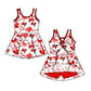 ( Moq 5 each style ) Baby Girl Toddler Team Red Bows Sibling Skort Dress Set 6.6