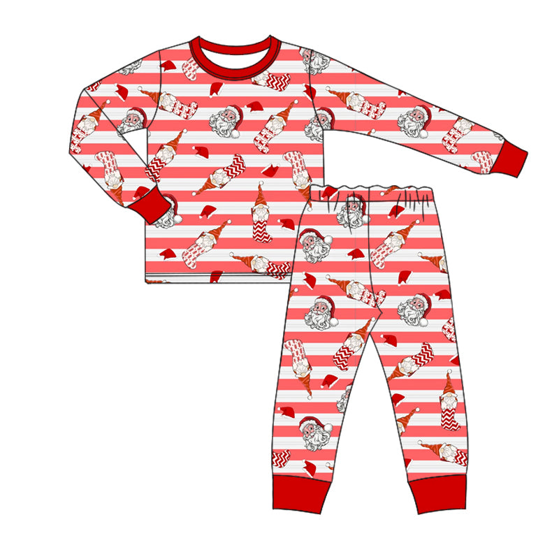 Baby Boy Long Sleeves Christmas Santa Stripes Shirt Pants Pajamas Set